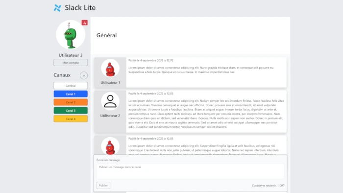 aperçu du projet Slack Lite